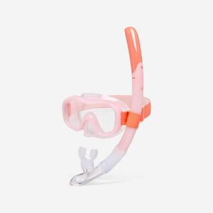 Kit scufundare mască anti-aburire și tub supapă snorkeling 100 Roz Adulți imagine