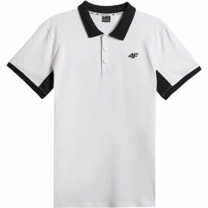 4F POLO SHIRT Tricou polo bărbați, alb, mărime imagine