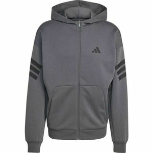 adidas FI 3 STRIPES FULL ZIP HOODED M Hanorac pentru bărbați, gri închis, mărime imagine