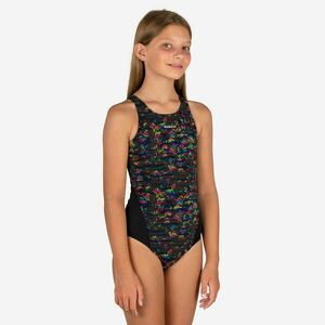 Costum de baie întreg înot 500 Kamiye Fire Negru-Galben Fete Adolescente imagine