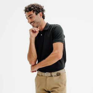 Tricou polo de golf din bumbac și poliester cu mâneci scurte Bărbați MW500 negru imagine