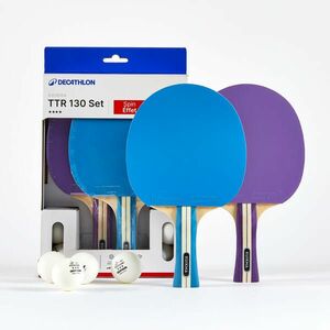 SET 2 PALETE TTR 130 SPIN 4* ITTF ȘCOALĂ/CLUB MOV/ALBASTRU + MINGI imagine