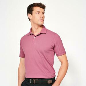 Tricou Polo de golf din bumbac și poliester MW500 Roz închis Bărbați imagine