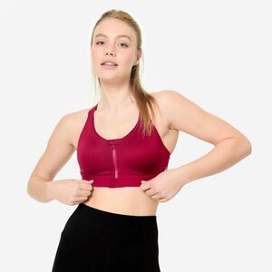 Bustieră cu fermoar Fitness cardio Vișiniu Damă imagine