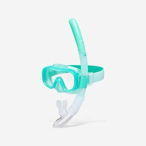 Kit scufundare mască anti-aburire și tub supapă snorkeling 100 Verde Copii imagine