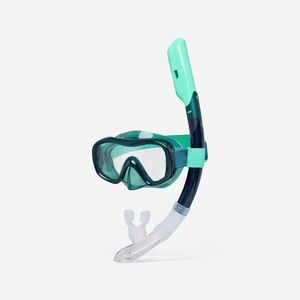 Kit de snorkeling mască ANTI-ABURIRE CONFORT tub DRYTOP 100 Verde rață Adulți imagine
