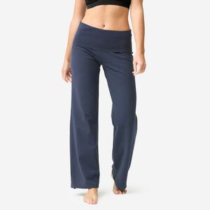 Pantalon de yoga din bumbac moale, talie înaltă, Albastru, Damă imagine