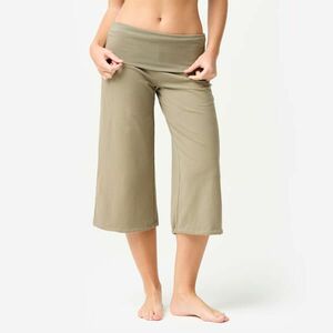 Pantalon 3/4 de yoga bumbac talie înaltă, verde, damă imagine