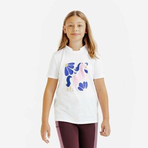 Tricou polo echitație Magic Alb print Copii imagine