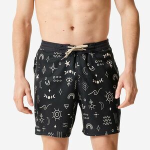 Șort de baie Boardshort surf semi-lung 18'' 100 Symbol Negru Bărbați imagine