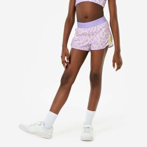 Pantalon scurt respirant pentru sport, 2 în 1 mov cu imprimeu Fete imagine