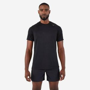 Tricou fără cusături alergare Kiprun run 500 confort Negru Bărbați imagine