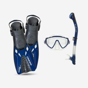 Kit de snorkeling labe reglabile, mască și tub Tino Negru-Albastru imagine