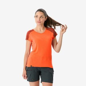 Tricou de trekking din lână merinos Merino Resist portocaliu, damă imagine