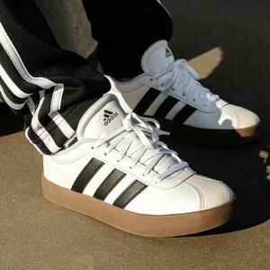 Încălțăminte Educație fizică ADIDAS VL COURT Alb-Negru-Gri Copii imagine