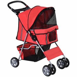 PawHut Cărucior pentru Câini de până la 10 kg, 75x45x97 cm, Roșu | Aosom Romania imagine