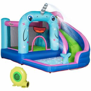 Castel gonflabil pentru copii Outsunny cu geanta de transport 3, 3x2, 8x2m | Aosom Romania imagine