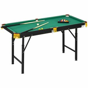SPORTNOW Masă de Biliard Reglabilă pe Înălțime cu Accesorii, Masă din MDF și Oțel Carom, 140x60x55-75 cm, Verde | Aosom Romania imagine