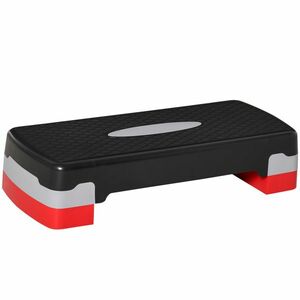 HOMCOM Step Fitness pentru Aerobic, Stepper cu Inaltime Reglabila 10-15 cm pentru Antrenament Acasa sau la Sala de Sport, 68x29cm Negru si Rosu imagine