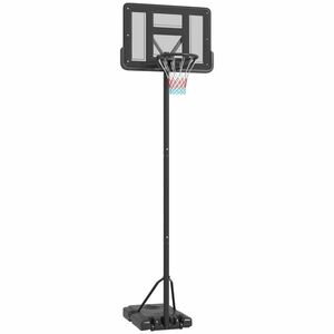Coș de baschet reglabil pe înălțime cu bază umplută și spațiu pentru minge 110x75x195-370cm, negru SPORTNOW | Aosom RO imagine