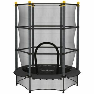 HOMCOM Trambulină Elastică pentru Copii 3-10 Ani cu Plasă de Siguranță și Țevi Capitonate, Ø140 x 190 cm, Negru | Aosom Romania imagine