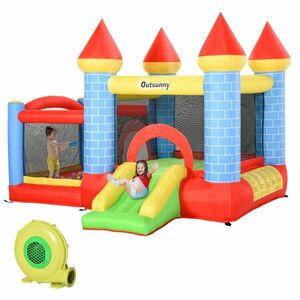 Outsunny Castel Gonflabil cu Trambulină, Tobogan, pentru Petreceri Copii, 280x260x210cm, Multicolor | Aosom Romania imagine
