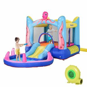 Outsunny Castel Gonflabil cu Trambulină și Tobogan, pentru Copii 3-12 Ani, 380x200x180cm, Multicolor | Aosom Romania imagine
