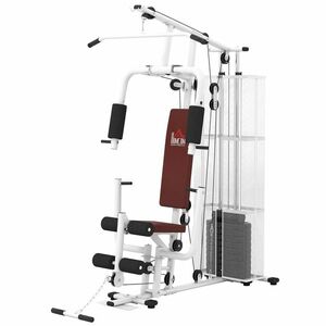 HOMCOM Stație Fitness Multifuncțională cu 4 Perne din Oțel și PU Alb | Aosom Romania imagine