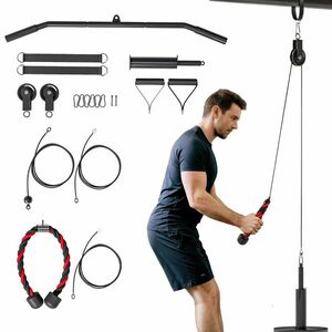 SPORTNOW Sistem de Scripeți pentru Sala de Sport, Scripeți pentru Sala de Acasă, Mașină LAT Pulley pentru Antrenament Bicepși și Tricepși, Atașament pentru Discuri Greutăți Universale și Accesorii | Aosom Romania imagine