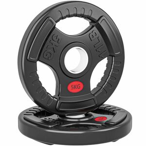 SPORTNOW Set Discuri de 5kg cu gaură de 5cm și trei mânere, din oțel și plastic negru | Aosom Romania imagine
