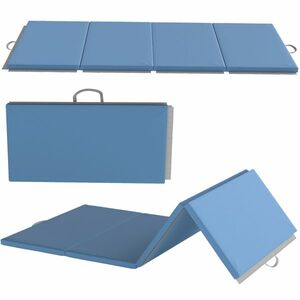 HOMCOM Saltea de gimnastică yoga pilates fitness pliabilă în 4 cu mânere husă sintetică 240 x 120 x 5 cm albastru deschis | Aosom Romania imagine