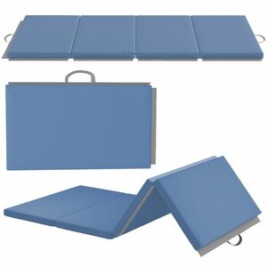 HOMCOM Saltea de gimnastică yoga pilates fitness pliabilă în 4 cu mânere înveliș sintetic 180 x 80 x 5 cm albastru deschis | Aosom Romania imagine