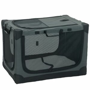 PawHut Cușcă de Transport Pliabilă pentru Câini și Pisici cu Pernă, Husă Lavabilă, Uși, din Oxford Respirabil 600D, 76x54x54 cm, Verde | Aosom Romania imagine