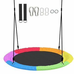 AIYAPLAY Leagăn de Copac, Leagăn Tip Cuib pentru Copii Ø120 cm cu Frânghii Reglabile și Curele, Joacă în Aer Liber pentru Copii 3-8 Ani, Capacitate 300 kg, Multicolor | Aosom Romania imagine