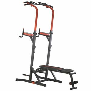 HOMCOM Statie Pliabila si Multifunctionala pentru Antrenament din Otel cu Bara de Tractiune si Scaun Roman, 108x178x202-238cm imagine