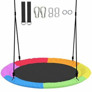 AIYAPLAY Leagăn Tip Cuib pentru Copii Ø100 cm, Leagăn de Copac cu Corzi Reglabile și Curele, Joc de Exterior pentru Copii 3-8 Ani, Capacitate 300 kg, Multicolor | Aosom Romania imagine