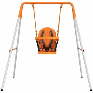 Outsunny Leagăn pentru Bebeluși Leagăn Grădină Exterior din Oțel cu Spătar Centură de Siguranță Sarcină 25 kg Portocaliu | Aosom Romania imagine