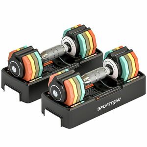 SPORTNOW Set de gantere reglabile, 1-5 kg gantere cu reglaj rapid, tavă de depozitare, mâner antiderapant economisitor de spațiu | Aosom Romania imagine