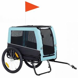 PawHut Remorcă pliabilă pentru bicicletă cu reflectoare de siguranță, lesă, pentru câini de talie medie până la 20 kg 143 x 70 x 90 cm Albastru deschis | Aosom Romania imagine