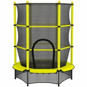 HOMCOM Trambulină Ø140 cm pentru copii 3-10 ani cu plasă de siguranță, capacitate 50 kg, interior/exterior, galben | Aosom Romania imagine