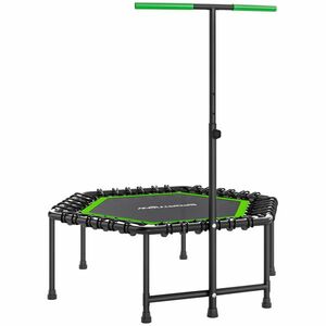 SPORTNOW Trambulină de Fitness 114x114x132 cm cu mâner reglabil în 3 nivele și cadru din oțel Verde și Negru | Aosom Romania imagine