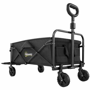 Outsunny Cărucior de Grădină 72L Pliabil cu Mâner Reglabil, din Oțel și Material Oxford, 114x46x92 cm, Negru | Aosom Romania imagine