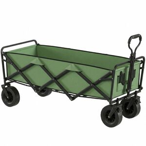 Outsunny Cărucior de grădină pliabil 130L cu roți, remorcă robustă cu frâne, mâner reglabil, verde | Aosom Romania imagine