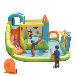 Castel gonflabil parc acvatic pentru copii, cu tobogan și piscină de joacă, pentru 3–10 ani, 360x320x200 cm, Multicolor imagine
