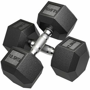 HOMCOM Ganteră Hexagonală din Cauciuc 12, 5 kg, Portabilă, pentru Acasă sau Sală | Aosom Romania imagine