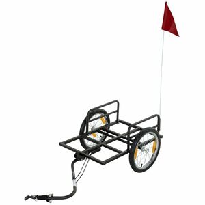 SPORTNOW Remorcă pentru Bicicletă pentru Marfă 40 kg Cărucior de Mână din Oțel cu Steag Roșu Roți de 40, 64 cm 145x60x42 cm Negru | Aosom Romania imagine