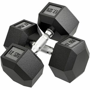 HOMCOM Set de două greutăți hexagonale, din oțel, cauciuc, 16.2 x 16.2 x 34.6 cm, Negru | Aosom Romania imagine