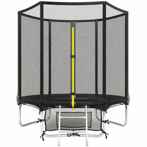 SPORTNOW Trambulină Exterior Ø183 cm Trambulină pentru Copii +6 Ani Adulți cu Plasă de Siguranță Scară cu 2 Trepte Negru | Aosom Romania imagine