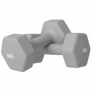 SPORTNOW Set 2 Ganterele Hexagonale de 2x6 kg din Metal și Plastic, 2 Ganterele cu Mânere Antiderapante, 22x10x10 cm, Gri | Aosom Romania imagine
