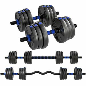 SPORTNOW Kit Gantere Fitness Gantere Reglabile 25 kg 3 în 1, Set de Greutăți Reglabil cu Bară de Extensie Albastru | Aosom Romania imagine